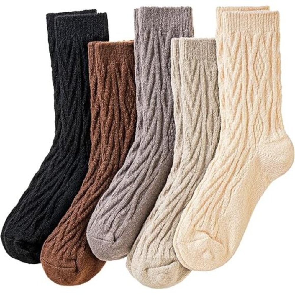 Womens Wool Boot Socks Knit Warm Winter Cozy Thermal Hiking Dress - Picture 7 of 7